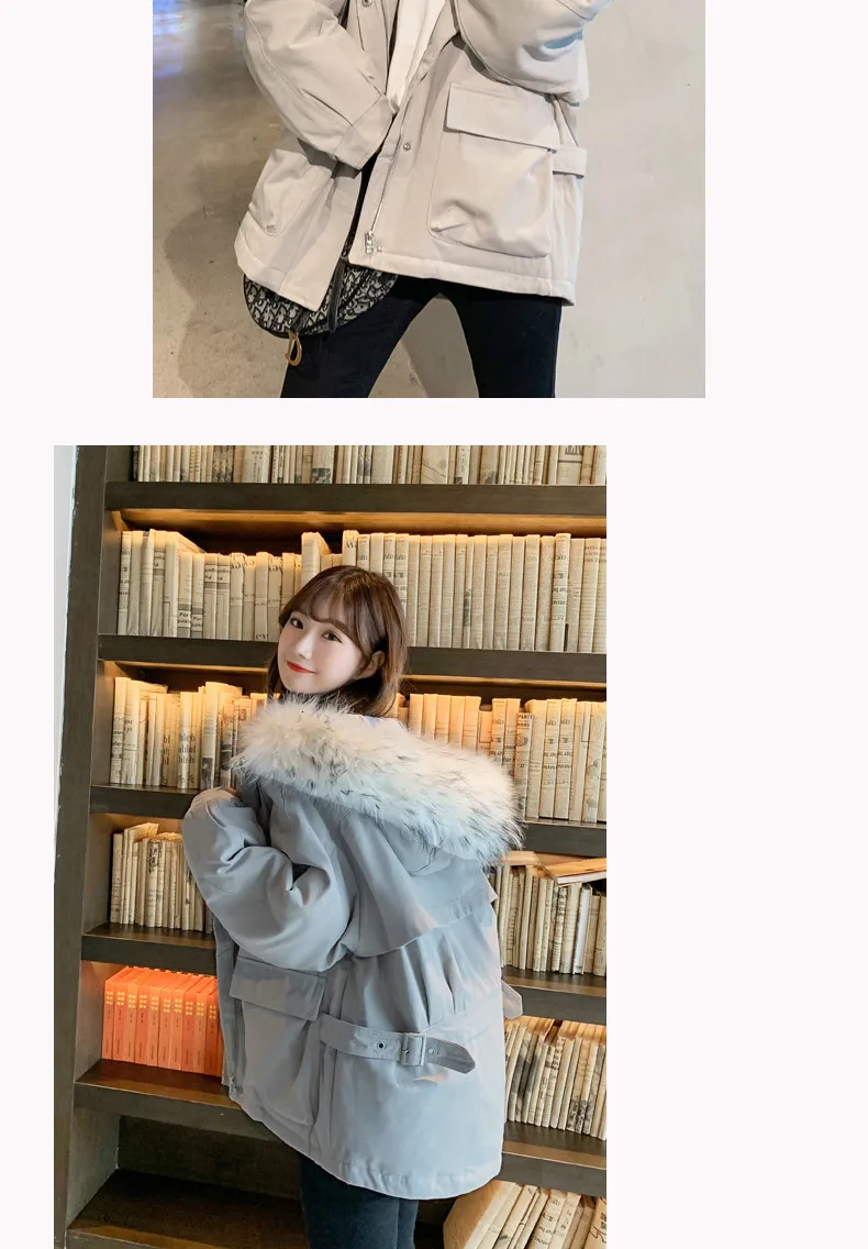 Women Cotton Padded Coat Autumn Winter Warm Thicken Fur Hooded Coats Parka Female Loose Solid Pocket Jacket Outwear