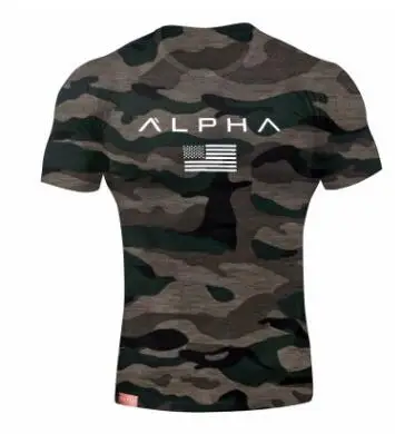 ALPHA новая брендовая одежда мужские облегающие футболки мужские тренажерные залы фитнес футболки мужские спортивные повседневные футболки Плюс Размер m-xxxl - Цвет: Camouflage