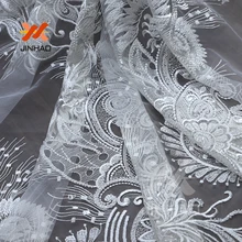 Высокое качество Белый блесток кружевная ткань блесток ткань вышивки оптом для вечернего платья сеточка пайетки ткань