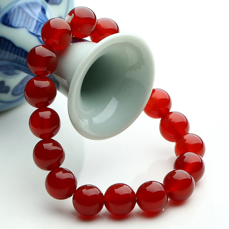 Подлинный крово-красный бисер из драгоценного камня браслет летние открытые ювелирные изделия ручная вышивка стразами 10 мм круглый шарик женский браслет