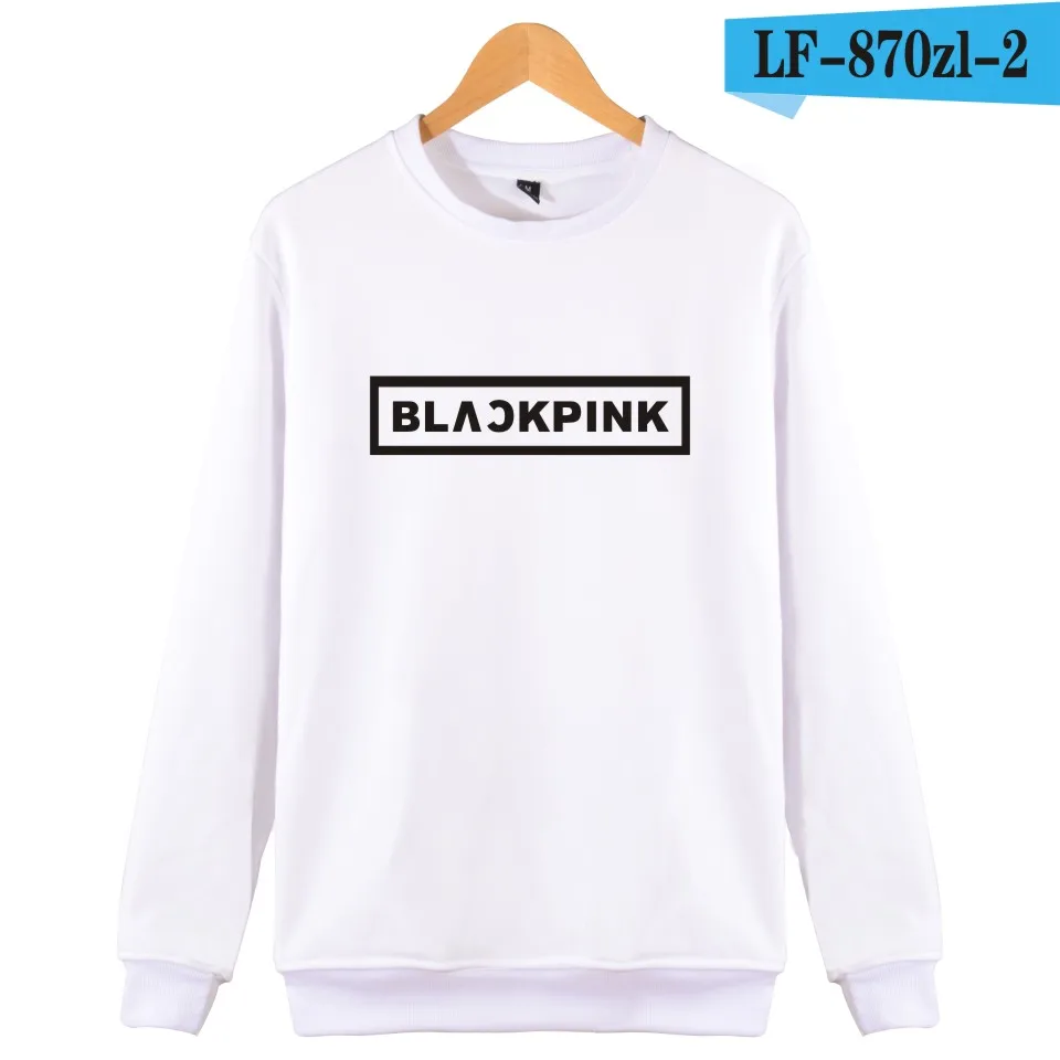 White Одежда для девочек в Корейском стиле группы Blackpink толстовки кофты Женская обувь черного, розового цвета в стиле Харадзюку Толстовка Camisas Feminina KPOP одежда с принтом Blackpink - Цвет: White