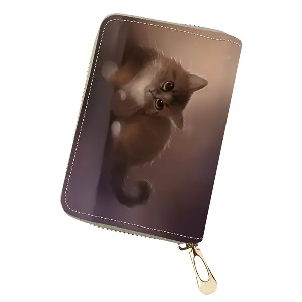 CDWX4191Z5 HaoYun PU Leather Business Card Holder Fantasy Cats Pattern Girls Money Purse Bag Cartoon Animal Design Girls Mini Cluth Wallets - Цвет: CDWX4191Z5