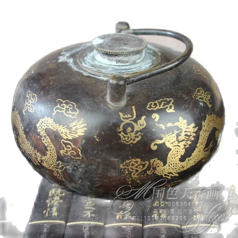 

Chinese Old Bronze Statue Collection Three Dragon Warm Hand Stove