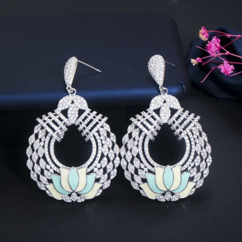 ThreeGrace Luxury Cubic Zirconia White Gold Color Long Dangle Drop Earrings for Women Fashion Daily Party Dress Jewelry ER400