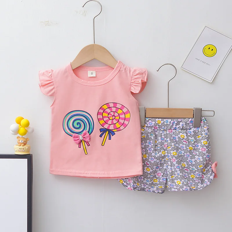 Summer Baby Girls Clothes Children Fashion Cute T Shirt Shorts 2Pcs/Sets Toddler Casual Costume Infant Outfits Kids Tracksuits