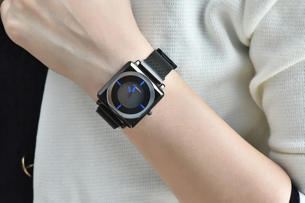 Индивидуальные часы женские кварцевые REBIRTH с квадратным циферблатом минималистичные модные трендовые женские наручные часы с магнитным ремешком Лидер продаж Reloj Mujer