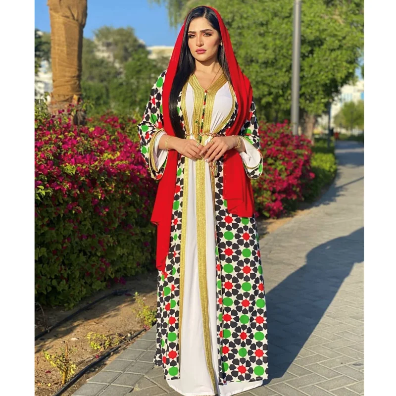 

Abaya Dubai Turkey Arabic Muslim Hijab Dress 2 Piece set Islam Clothing Evening Dresses Abayas For Women Robe Musulman De Mode