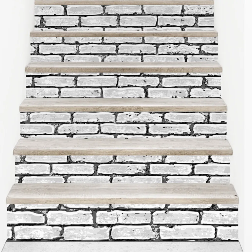 3d Черно-белая керамическая настенная плитка с узором лестницы наклейка s съемная ПВХ Наклейка на стену водонепроницаемый плакат для комнаты лестница