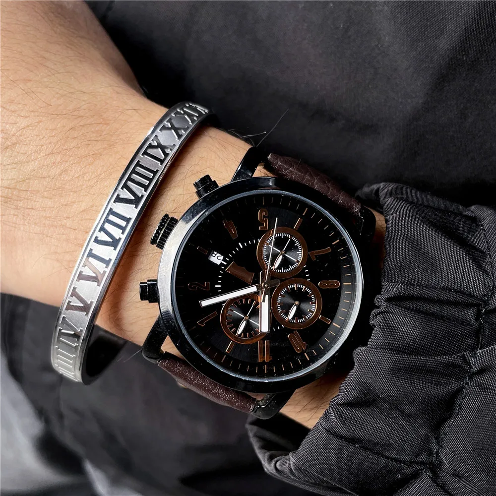 Big Size Men Women Stainless Steel Gold Color Open Bangle Roman Numeral Lover Cuff Bracelet Bangle Men Wedding Jewelry Gift