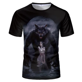 

Mens Tee 3d Wolf t Shirt Summer Werewolf Animal Printing Short Sleeve T-Shirt Blouse Tops Male Funny T Shirts 3D Animal t Shirt