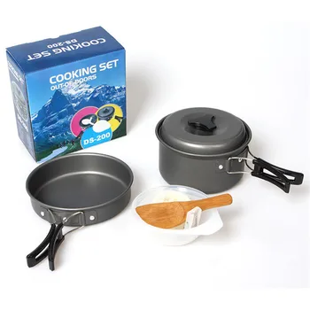 

1-2 People Outdoor Portable Non-stick Pan Camping Set Pot Aluminum Camping Pot Wild Donkey Walking Camping Hiking Picnic Cooker