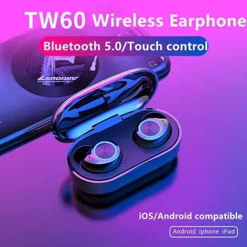 

Wireless Earphone Buletooth 5.0 headset Mini Earbuds HiFi Sport Earphone Headfree With Mic For phone TW60 Touch Control