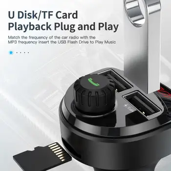 

Car Charger FM Transmitter Bluetooth Car Audio MP3 For Xiaomi Charger Player 3.4A Car USB Dual Car Card TF Mi Kit Phone T9U4