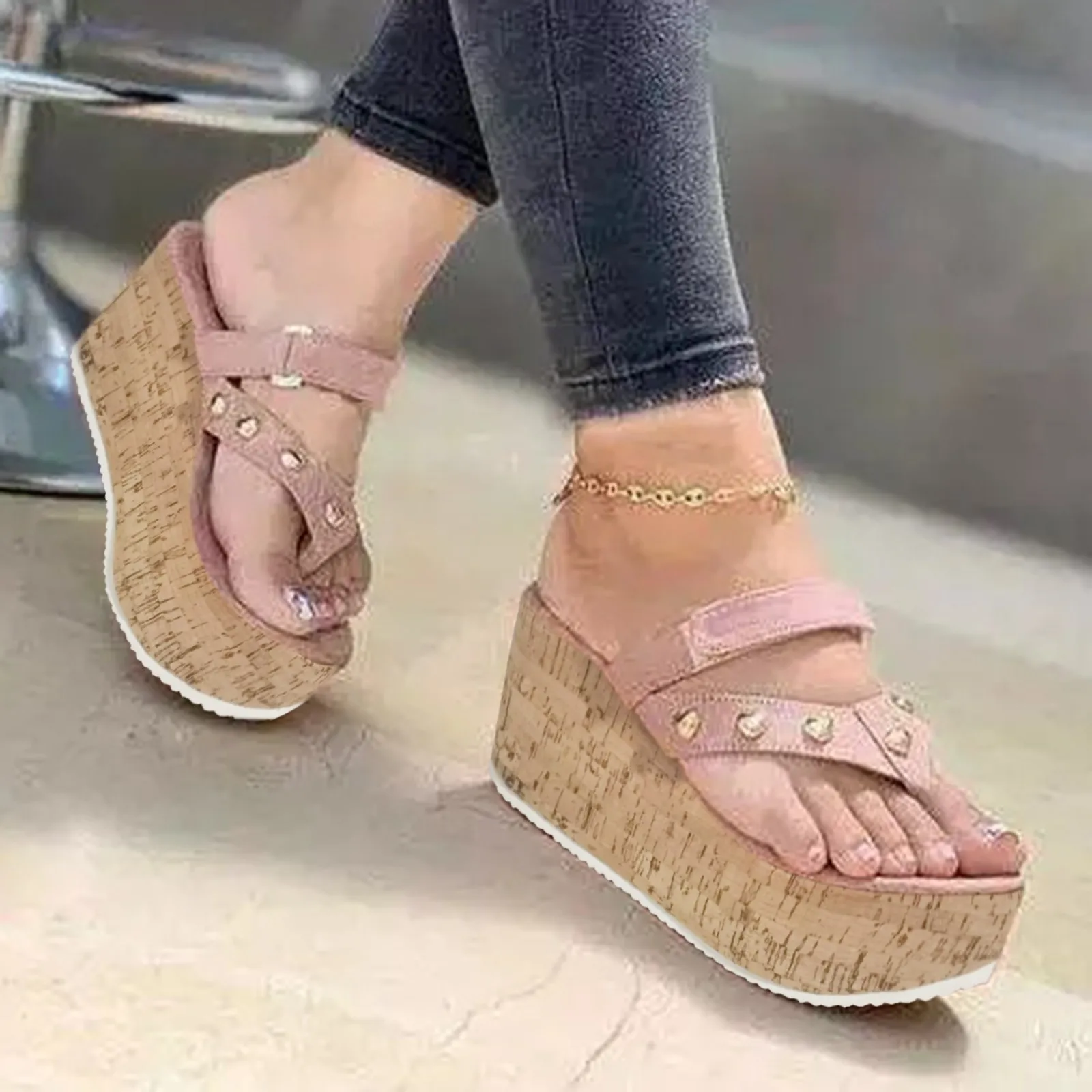 Womens Fashion Wedge Sandals Slippers Casual Sandals Shoes Round Toe Wedges Heels Dress Beach Party