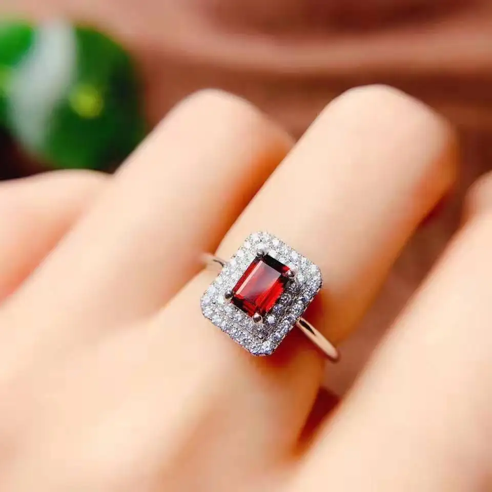 ring Натуральный гранат S925 Кольцо Серьги Кулон ожерелье набор модные роскошные ювелирные изделия подходит для свадьбы и вечерние - Цвет камня: ring