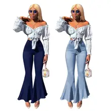 Весенне-осенние Модные расклешенные женские джинсы легкие потертые рваные эластичные джинсовые штаны с высокой талией для девушек