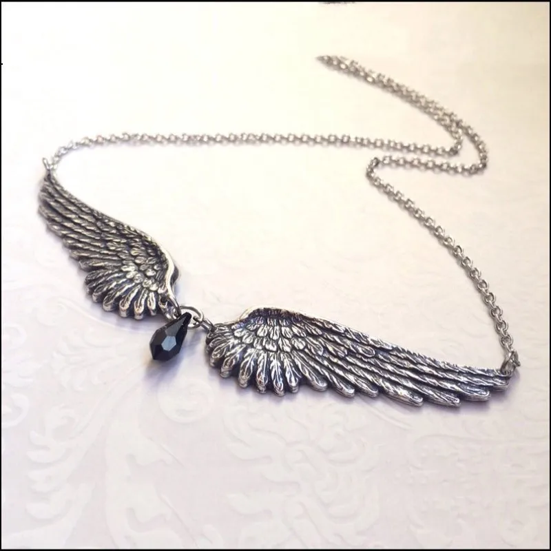 Waliicorners Choker Vintage Necklace Gift New Fashion Angel Wings Feather Black Beads Pendant 9 Haa84a11aaa71419abde5e849e608f2fea