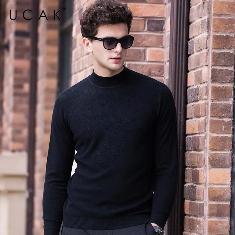 UCAK Brand 100% Merino Wool Sweater Men Autumn Winter Warm Turtleneck Pullover Men Multicolor Knitwear Cashmere Pull Homme U3061 UCAK Brand 100% Merino Wool Sweater Men Autumn Winter Warm Turtleneck Pullover Men Multicolor Knitwear Cashmere Pull Homme U3061