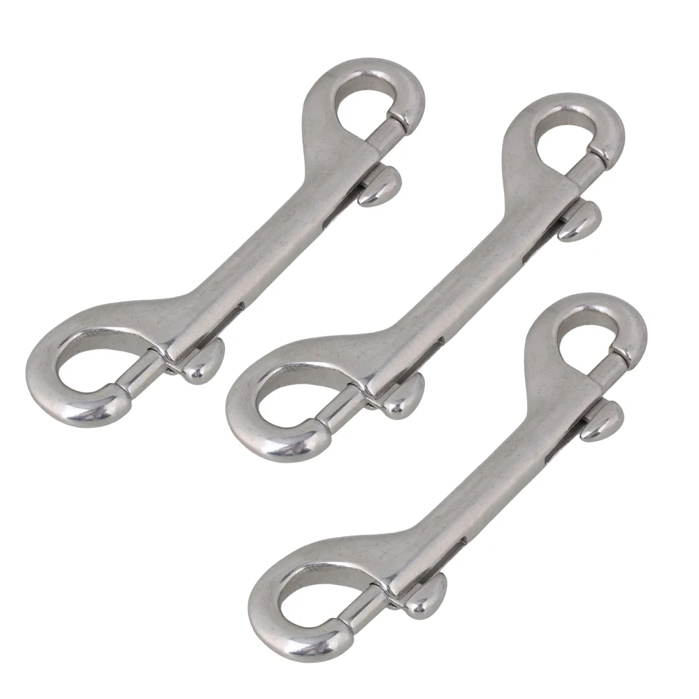 

304 Stainless Steel Silver 115mm Trigger Hook Double End Rigging for Lifting Sling Pack of 3