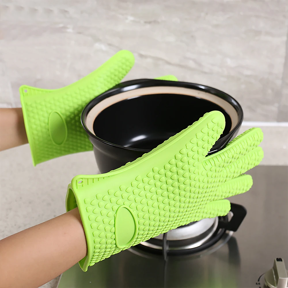 Microwave Heat Resistant Silicone Kitchen Oven Mitt Glove Potholder For Grilling And BBQ Waterproof Gloves