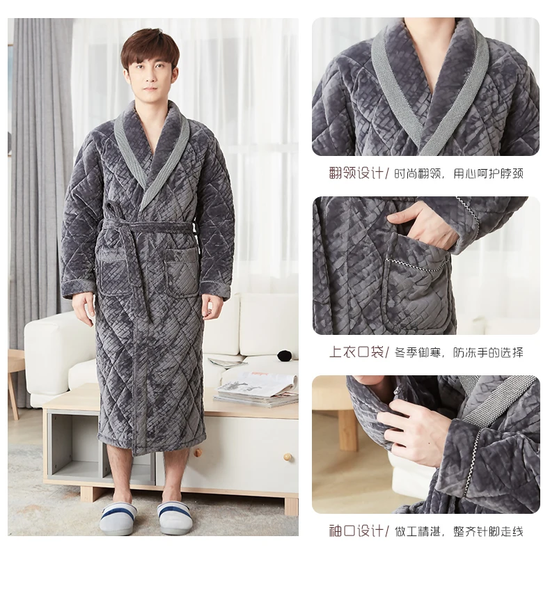 2019 новые мужские халаты зимние roupao de banho теплый халат мужские высококачественные серые бархатные хлопковые мягкие брендовые пижамы