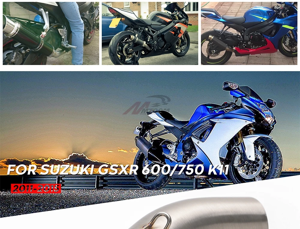 51 мм выхлопная труба глушителя среднего сечения для Suzuki GSXR 600 750 K11 2011 2012 2013 GSX-R600/750