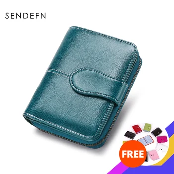 

SENDEFN New Wallet Women Purse Brand Coin Purse Zipper Wallet Female Short Wallet Women Split Leather Small Purse 5150-74