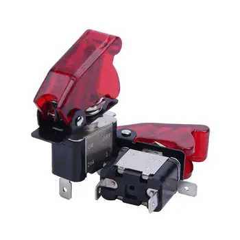 

2PC Red LED SPST Toggle Rocker Switch Control On/Off 12V 20A with Safety Cover