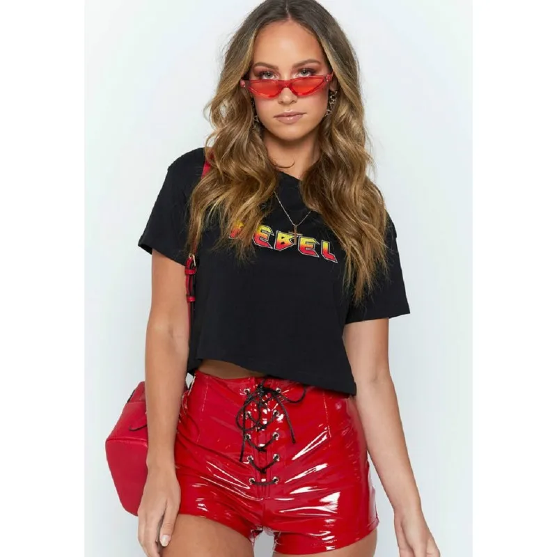 Women Glossy Faux Leather Shorts 