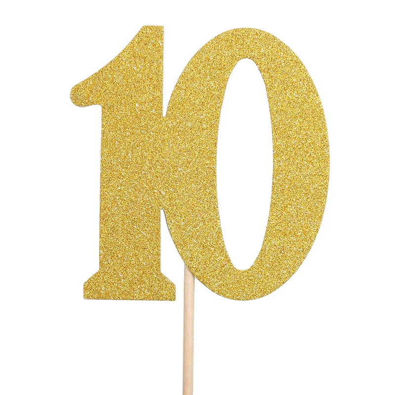 10 birthday 6 шт Золотая блестящая бумага торт для капкейка-10 20 30 40 50 60 70, 80, 90, 100 лет День рождения украшения 30th 50th для взрослых - Цвет: 10 birthday