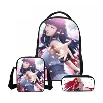 

New Hot 3 PCS/SET Boys School Backpacks Fashion Anime Uzumaki Naruto Children Bookbag Casual Shoulder Bags Girls Cartoon Mochila