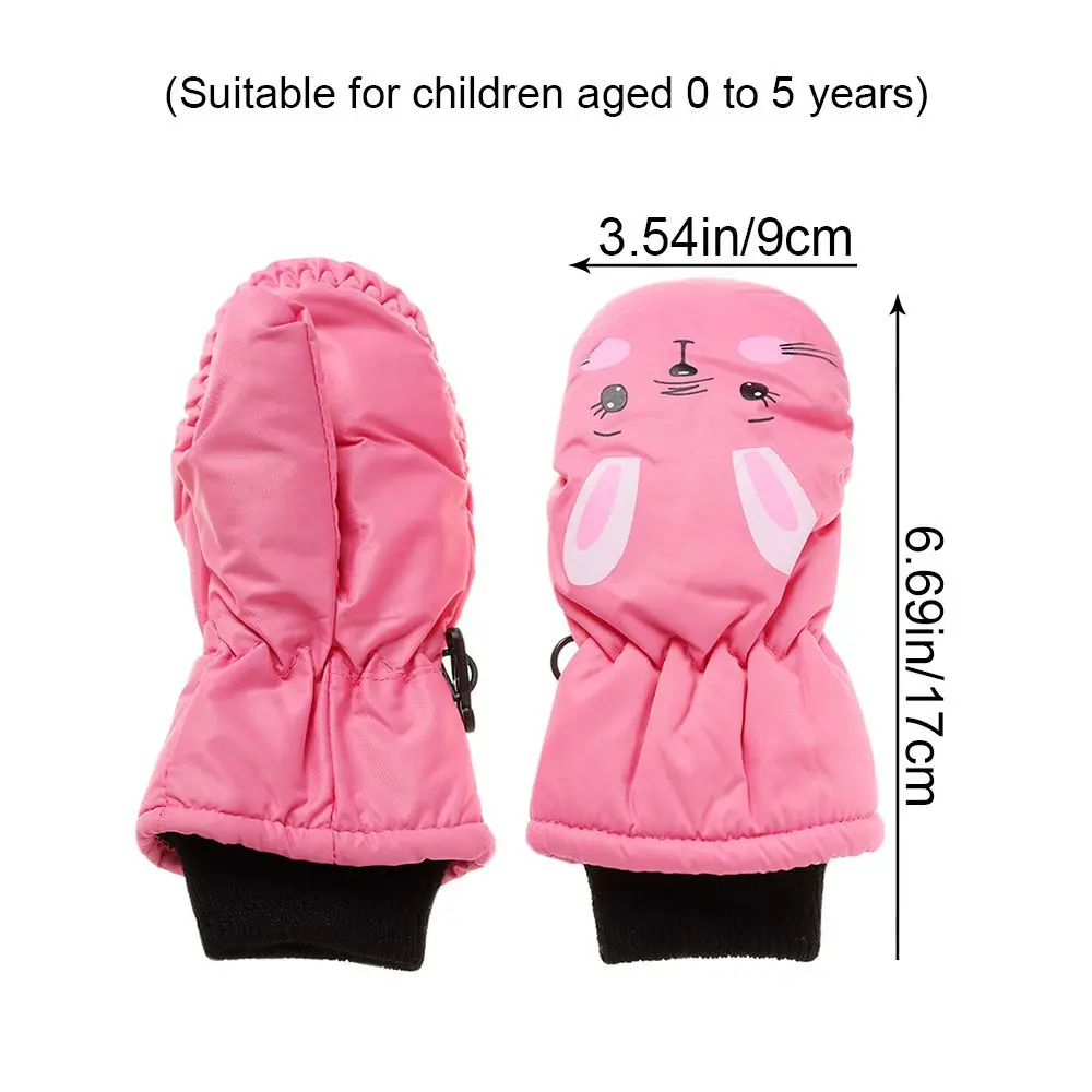 For Children Aged 0 to 5 years Cartoon Rabbit Sports Thick Warm Mittens Waterproof Cute Winter Outdoor Ski Glove Non-slip