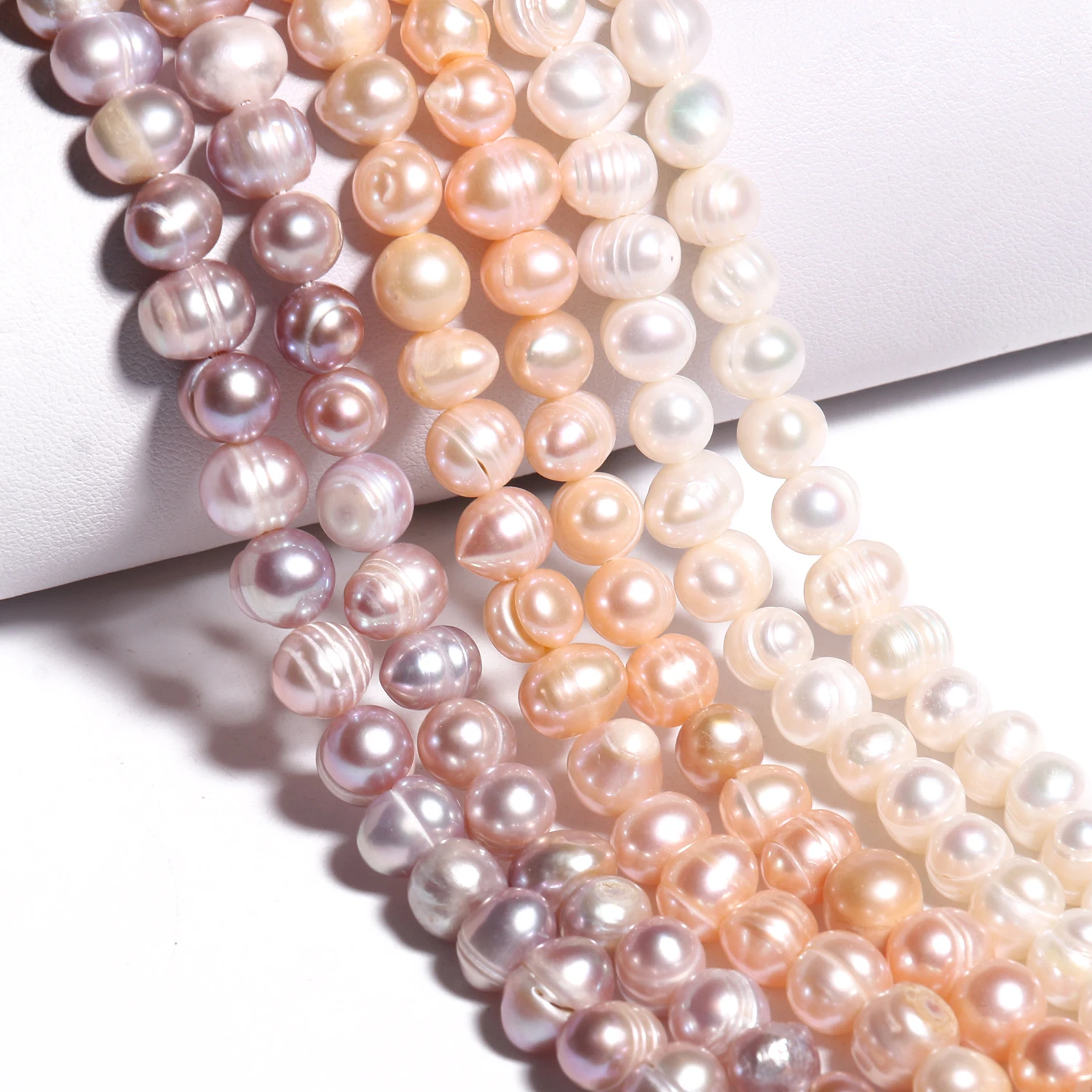Natural Freshwater Pearl White Pink Purple Oval Punch Pearls