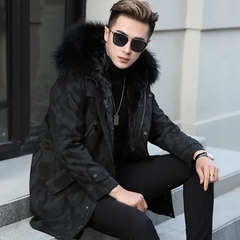 Billige Winter Jacke Echt Nerz Mantel Parka MĂ€nner Kleidung 2020 Fuchs Pelz Kragen Plus GröĂe Lange Parkas Winterjas Heren 4250