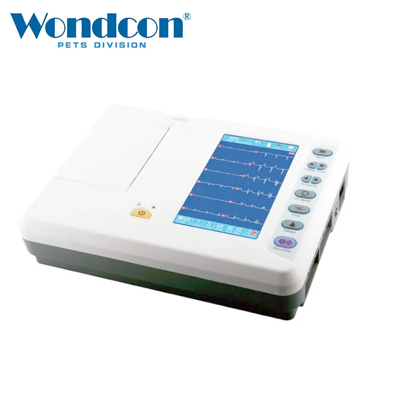 Wondcon ветеринарный Портативный 6 канал ECG с 7 дюймов Экран электрокардиограф