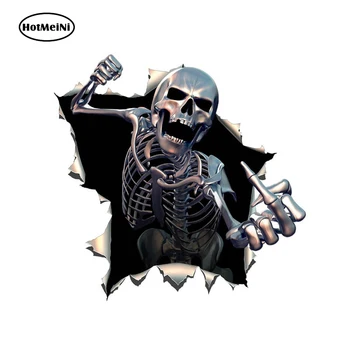 

HotMeiNi 14*13cm NEW Creative Car Styling Car Sticker 3D Skull Car Hoods Trunk Thriller Reflective Decal Auto Covers Waterproof