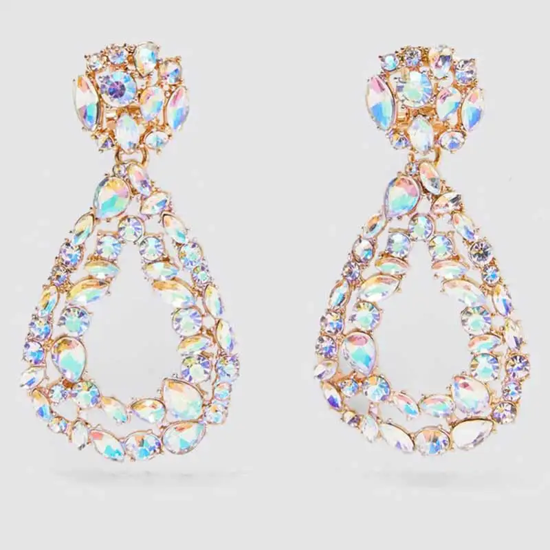 Girlgo Винтаж Кристалл Bling квадратный ZA Висячие серьги для женщин Мода позолоченный металл серьги-подвески, ювелирные изделия оптом - Окраска металла: Style 17