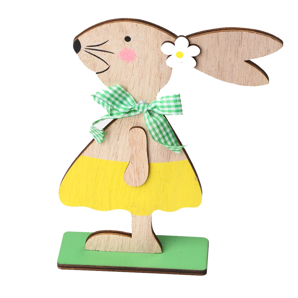 

Easter Decoration Wooden Rabbit Ornament Cute 3D Wood Pendant Embellishment For DIY Fabric Accesory Scrapbook Home Party Decor