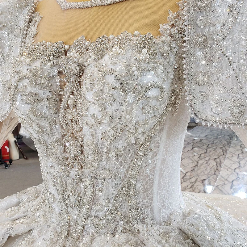 HTL2217 luxury dubai ball gown civil wedding dresses lace wedding dresses 2021 new plus size robe de mariée manches longues 5