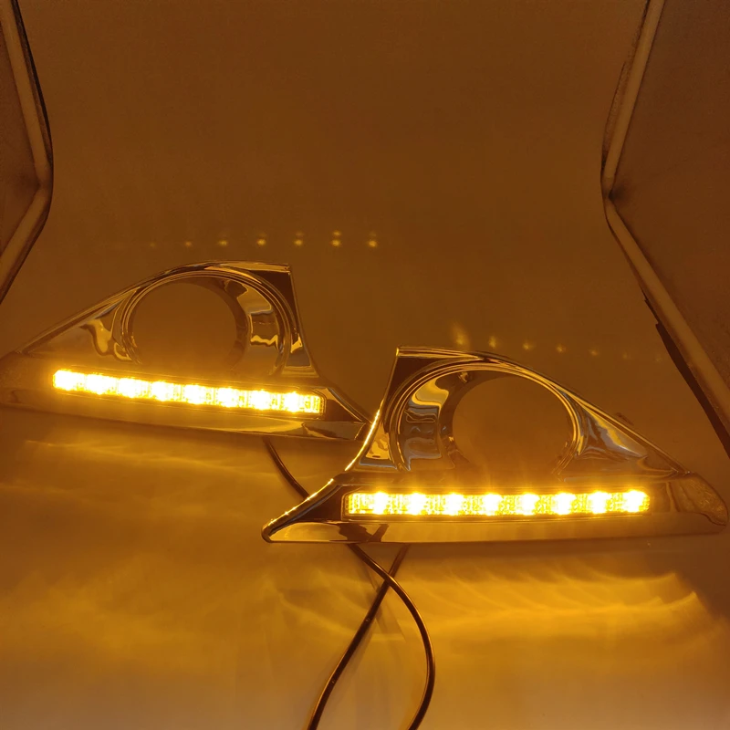 Led Drl для Toyota Camry 2012 2013 дневной ходовой светильник Drl передний бампер для вождения противотуманная фара Дневной светильник с поворотами аксессуары