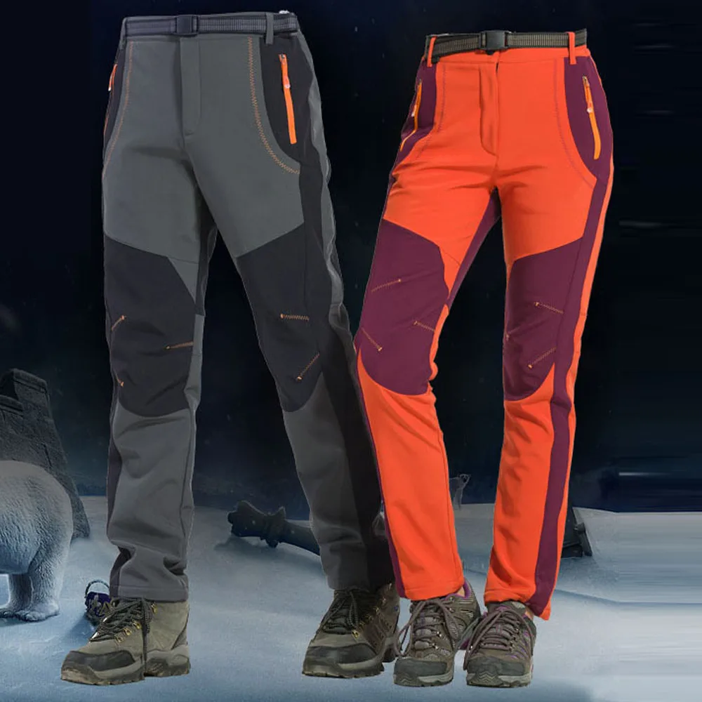 Осень Зима толстые флисовые брюки мужские уличные теплые водонепроницаемые ветрозащитные дышащие мягкие брюки спортивные походные брюки# y5x