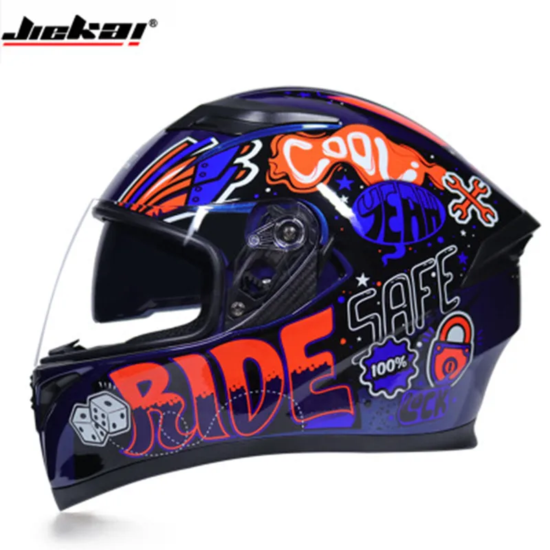 Capacete, мотоциклетный шлем Jiekai 316 с двойными линзами, мотоциклетный шлем для бега по пересеченной местности, полнолицевой шлем, шлем для мотокросса - Цвет: Design 1
