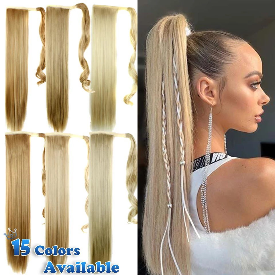 

Drawstring Ponytail Straight Clip In Hair Extensions Hairpiece Pony Tail Synthetic Long Wrap Around Ponytail Extension Msglamor