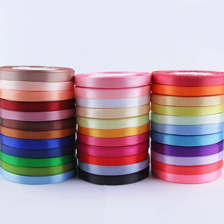 (25 ярдов/рулон) 6 мм атласная лента для DIY шитье одежды и ткань Рождество Свадебная