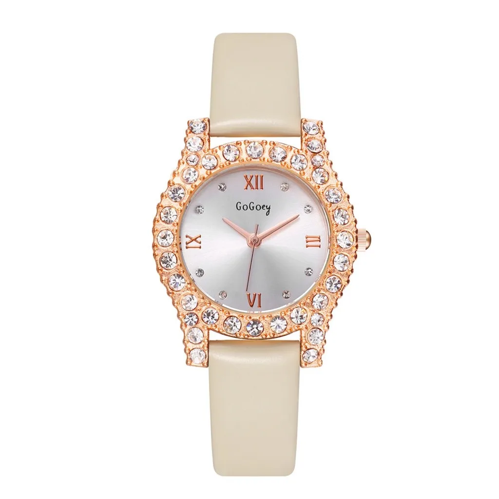 Women Watches Simple Romantic Simple Inlaid Leather Strap Bracelet Watch Ladies Quartz Watch ainless steel dial Clock Female