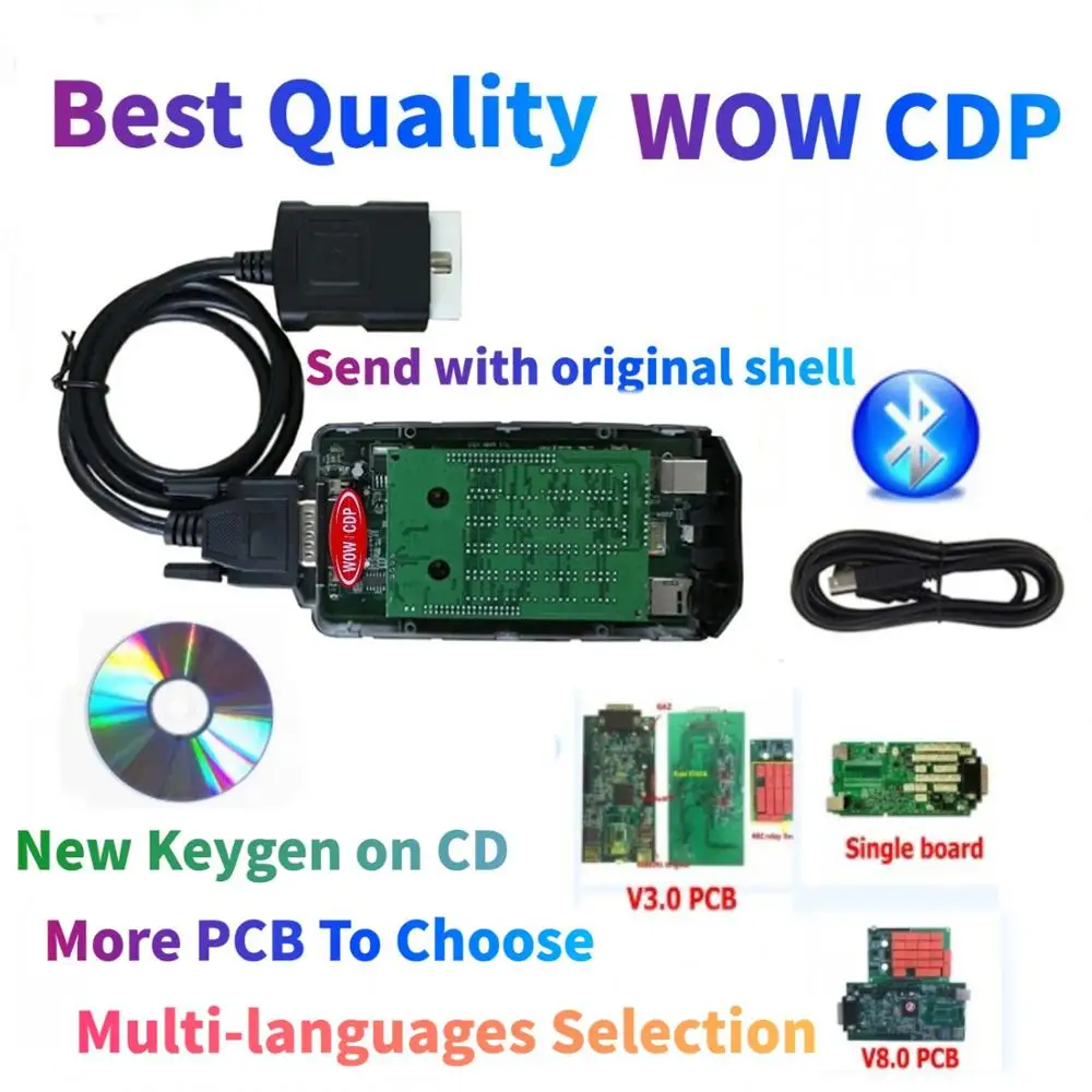 

WITH nec relays 5.008 R2 +5.00.12 +many PCB To choose WOW CPD with Bluetooth multidiag language can choose vd ds150e cdp Scanner