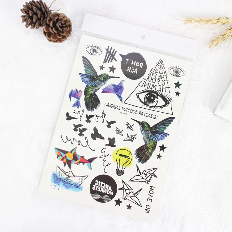 YuBeauty Birds Feather Animal Totem Temporary Tattoos LC-Series