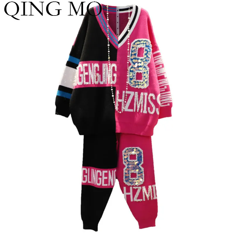 Женский трикотажный свитер с V-образным вырезом и блестками | Женская одежда