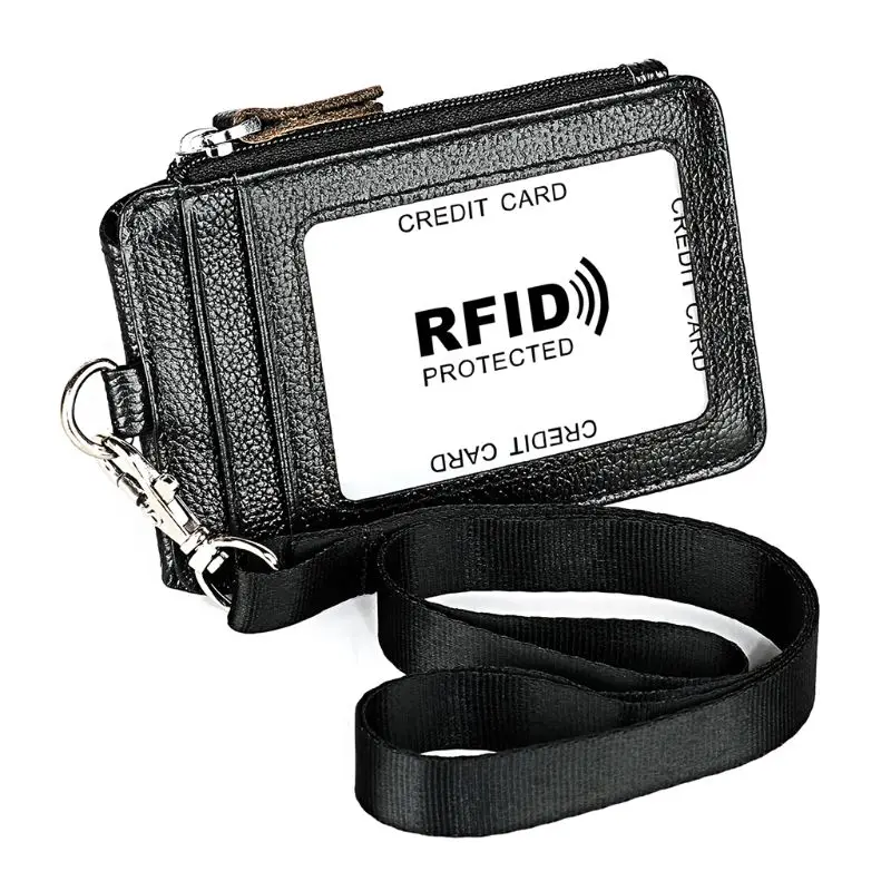 Портативный кошелек из натуральной кожи с блокировкой RFID для бизнеса отделением