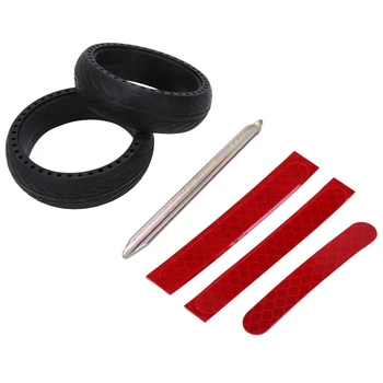

1 Set Durable Scooter Tyre Anti-Explosion Tire Tubeless Solid Tyre & 3Pcs Wheel Tyre Cover Protective Shell Reflective Sticker f
